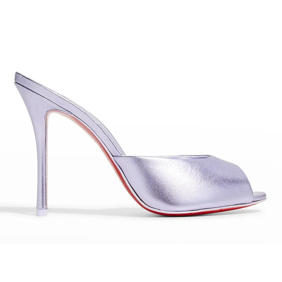 Christian Louboutin Me Dolly 100 Purple Kid Backless Sandal Mule Heel Pump 39 - Picture 1 of 10